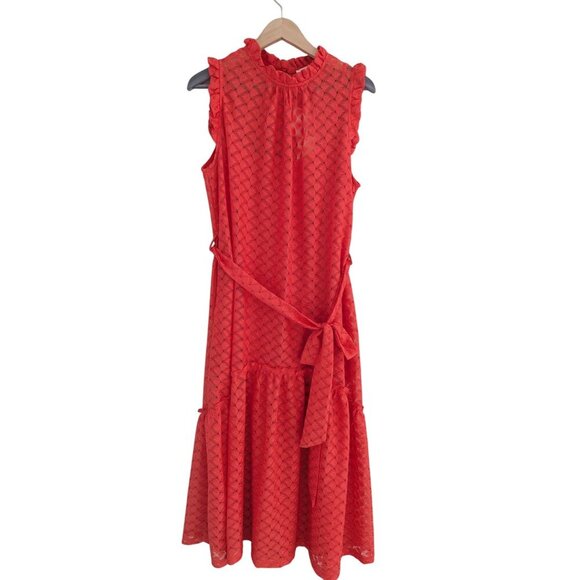 NWT Melloday High Neck Long Sleeveless Eyelet Feminine Flowy Boho Dress Size M - Picture 1 of 9